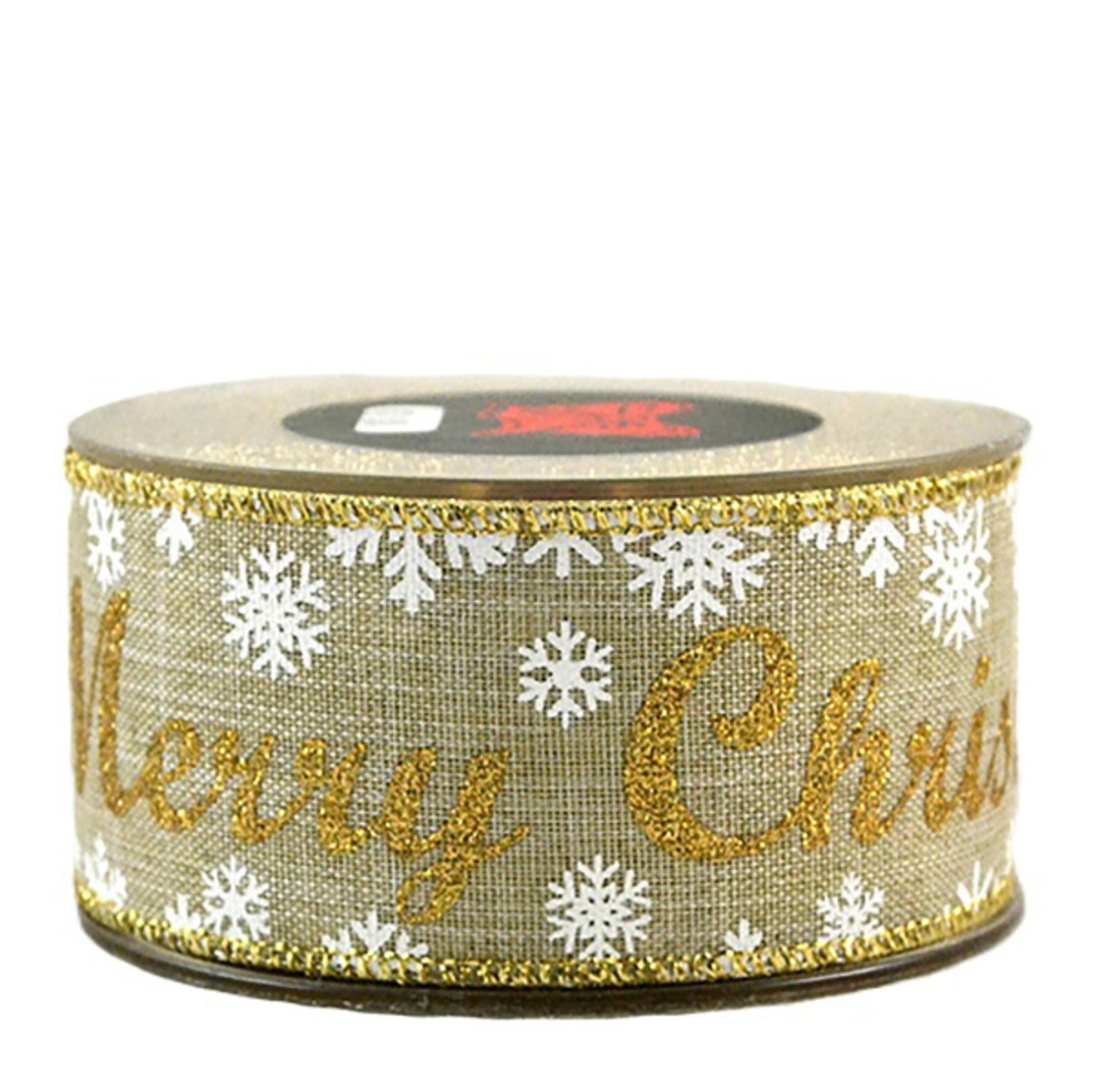 Ribbon 9mt, 55mm Christmas Fashion Gold *ETA Nov image 0